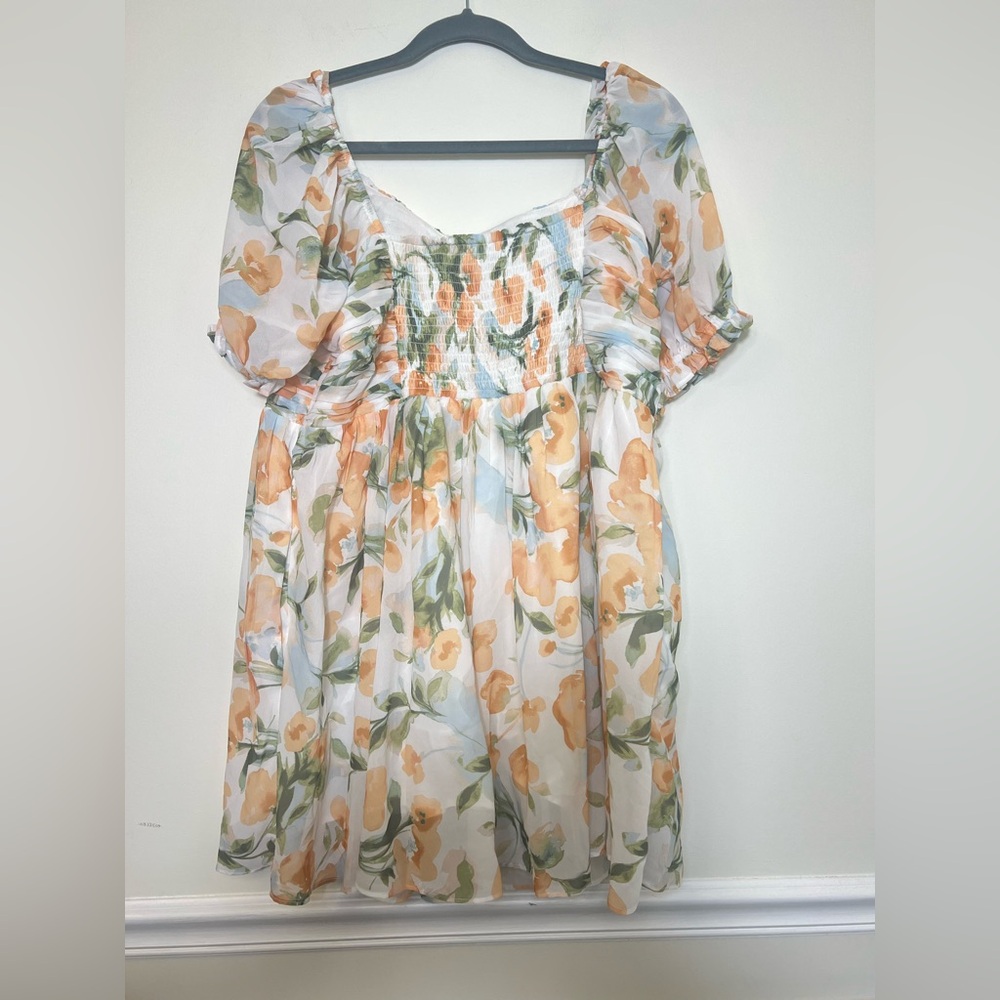 Abercrombie & Fitch Ruched Ruffle Puff Sleeve Mini Dress - Picture 6 of 12